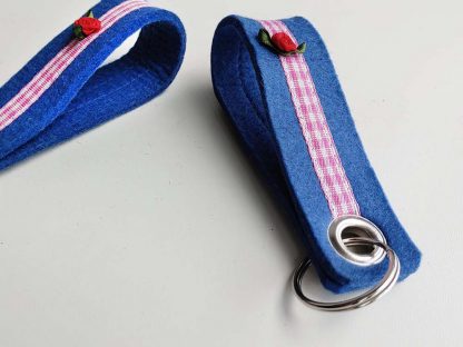 Schlüsselanhänger KARO blau-rosa